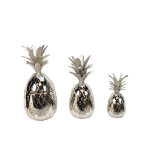 DECORATION PEAR SET OF 3 SILVER