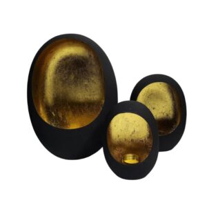 BLACK EGG CANDLE HOLDER SET OF 3